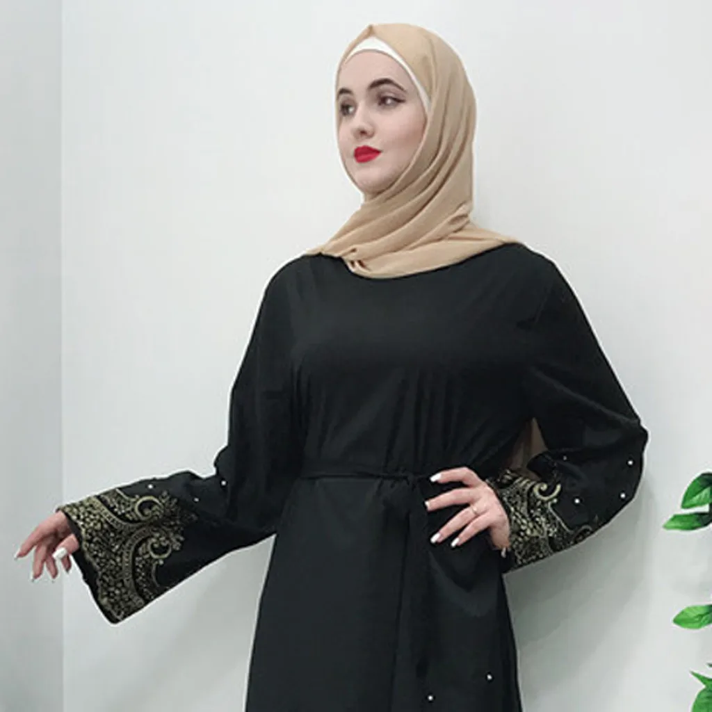 Женское ажурное embroi длинное обтягивающее платье открытый кардиган «абайя» мусульманское дубайское платье
