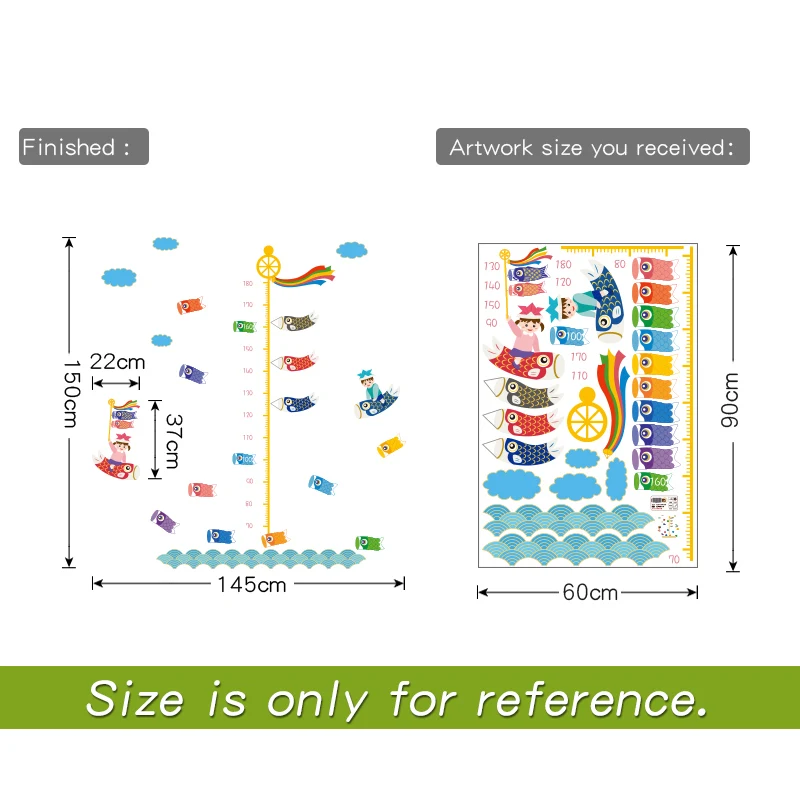Growth chart of carp Wall Decal Sticker Home Decor DIY Removable Art Vinyl Mural For Kids Room/Sofa/Cabinet QTM311 | Дом и сад