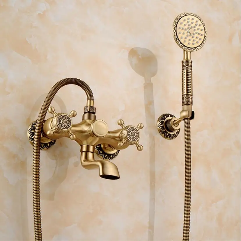 

Европейский стиль, латунь, бронза, отделанный резной кран для ванны, настенный кран для ванны и душа, кран для душа, набор B & S