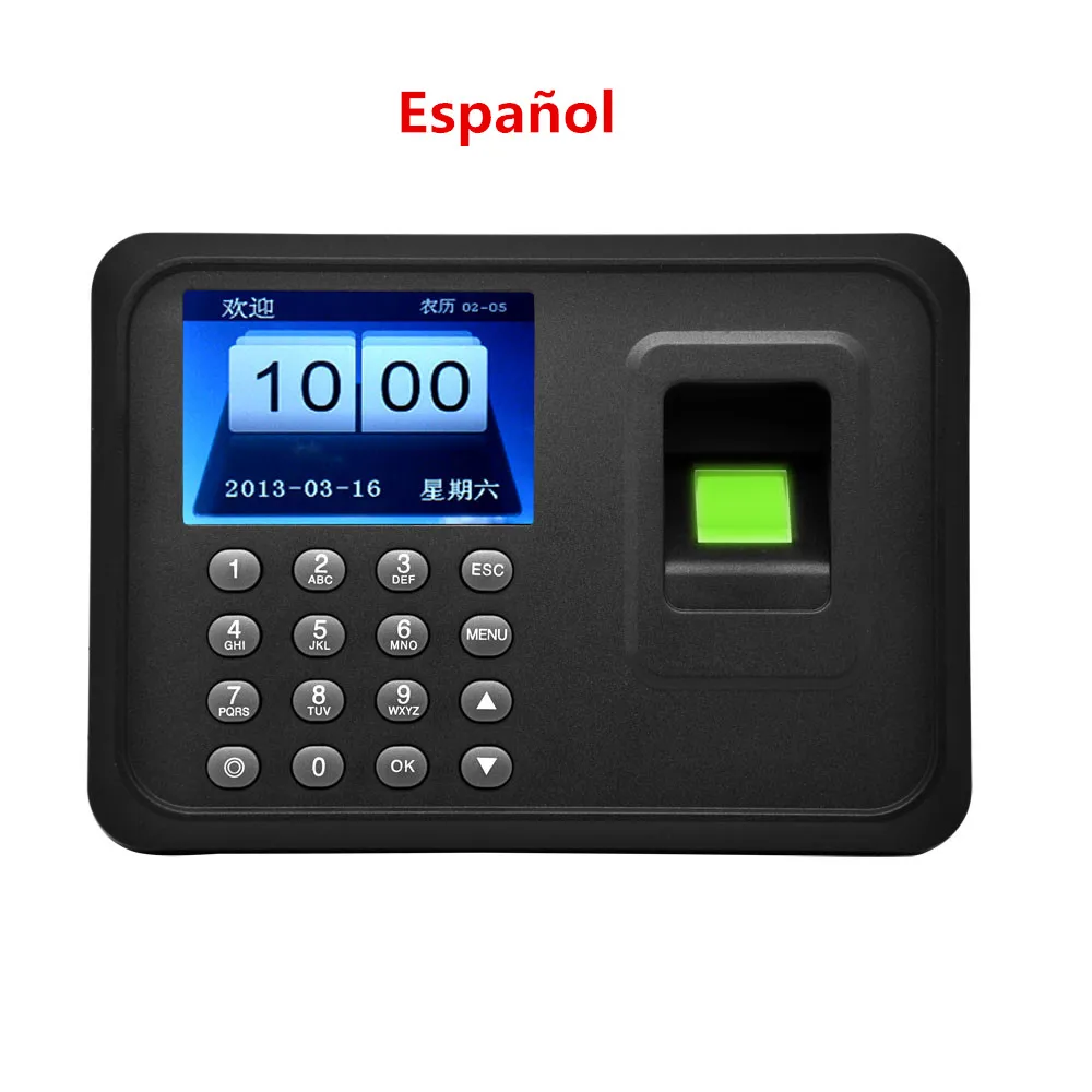 

A5 biometric fingerprint punch usb time clock office attendance system recorder timing employee machine reader Spanish