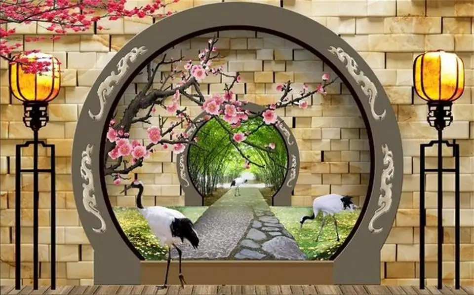 3d wallpaper photo custom livingroom mural Chinese garden landscape painting sofa TV background non-woven wall sticker | Обустройство