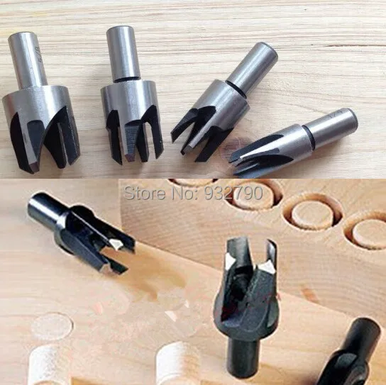 4pcs Carpentry Wood Plug Cutter Cutting Tool Drill Bit Set Four-Tooth Chamfered Cutters Tapered Taper Size 5/8 1/2 3/8 1/4 Hot |