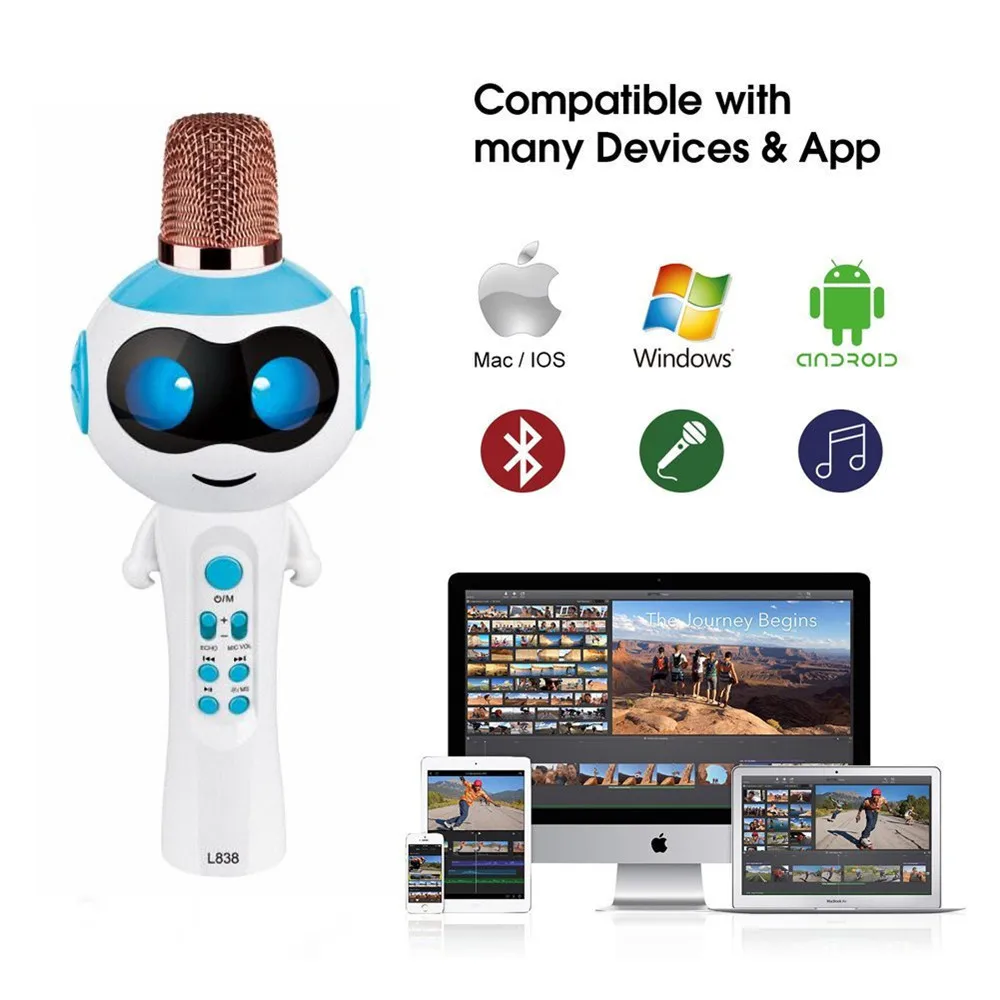L838 mikrofon Ручной Bluetooth беспроводной караоке микрофон телефонный проигрыватель микрофон Запись музыки KTV Microfone PK ws858