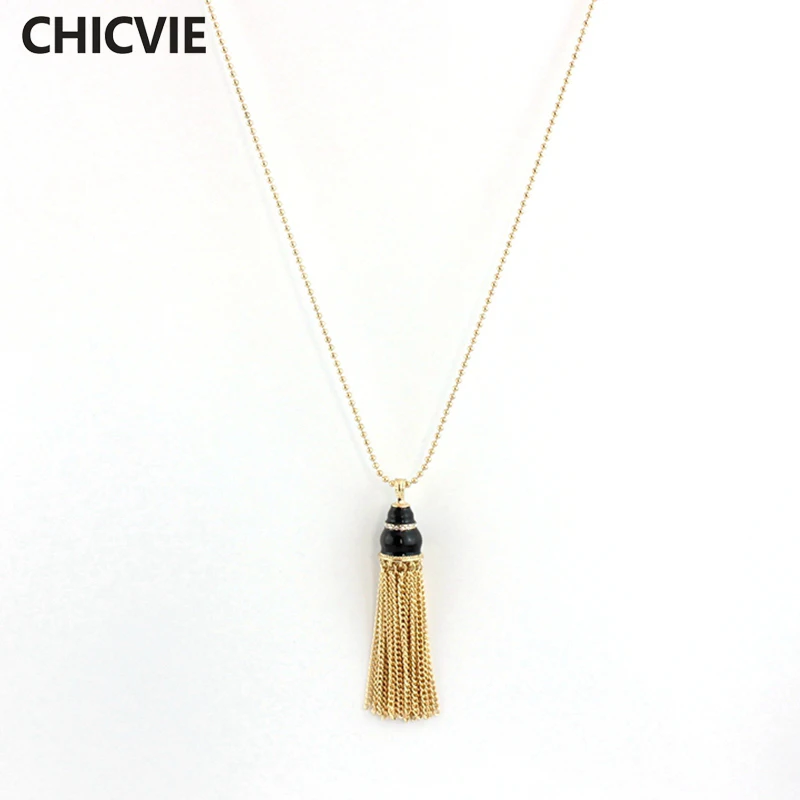 CHICVIE модное золотое ожерелье с кисточкой и подвесками длинное ожерелье из натурального камня ожерелье для свадебного помолвки для женщин SNE160187