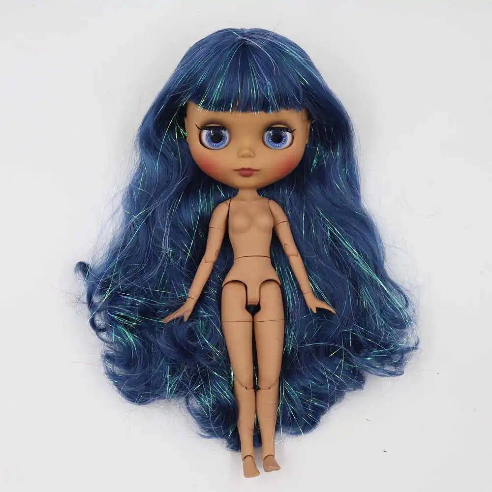 Белый ICY Fortune Days factory blyth кукла темная кожа суставное тело новое матовое лицо блестящие синие вьющиеся волосы DIY sd Подарочная игрушка - Цвет: Белый