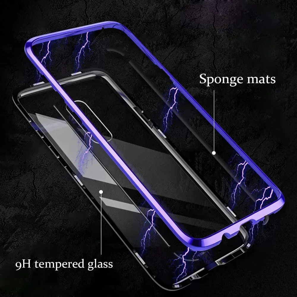 Suntaiho Ultra Magnetic Adsorption Phone Case For Samsung Galaxy S9 S8 S7 Note 8 Luxury Magnet Frame Back Glass Cover |