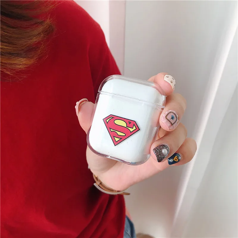 Жесткий Чехол для наушников из поликарбоната, чехол для AirPods 1, 2, Мультяшные прозрачные беспроводные наушники, зарядная коробка для Apple AirPods, Прямая поставка, подарки - Цвет: Розовый