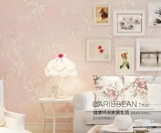 

Rural Non-woven Wallpaper Embossed 3d Stereoscopic Romantic Bedroom Wallpaper Background Wallpaper Flocking Living Room