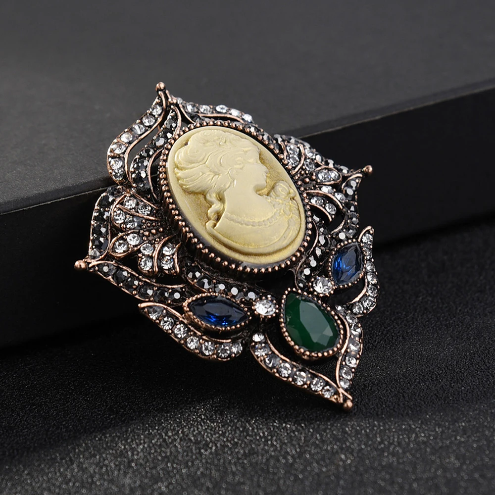 Готическая брошь с изображением королевы винтажная антикварная Золотая булавка