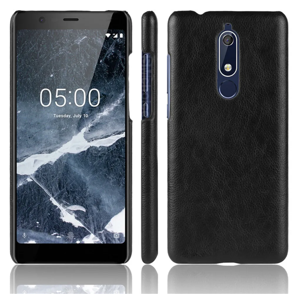 Для Nokia 5 1 чехол Роскошный Личи Striae искусственная кожа Жесткий противоударный для