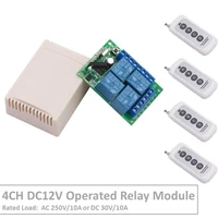 4 channel 433mhz dc12v operated rf relay switch with relay receivertransmitter remote control curtanled light for smart home