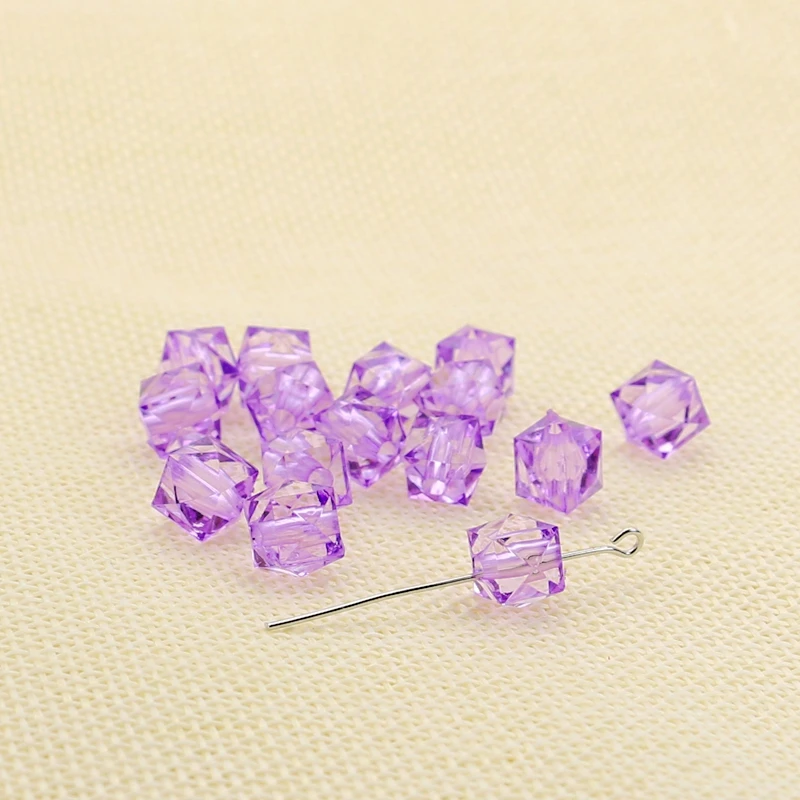 40 шт./лот 9 мм фиолетовые цвета прозрачные акриловые квадратные цветные бусины