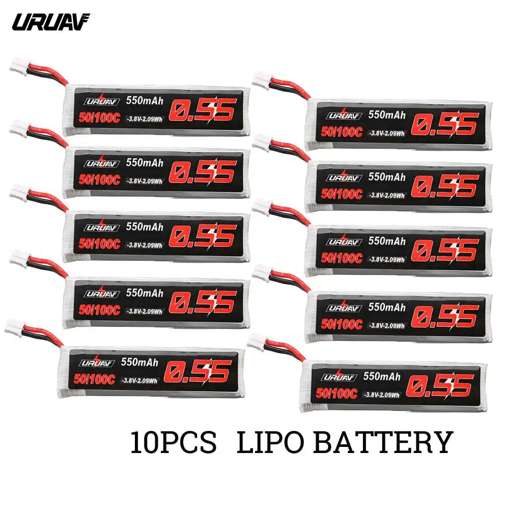 10PCS 5 шт/10 шт URUAV 3,8 V 550mAh 50/100C 1S HV 4,35 V PH2.0 Lipo батарея для Emax Tinyhawk Kingkong/LDARC крошечная запасная деталь для радиоуправляемого дрона - Цвет: 10PCS