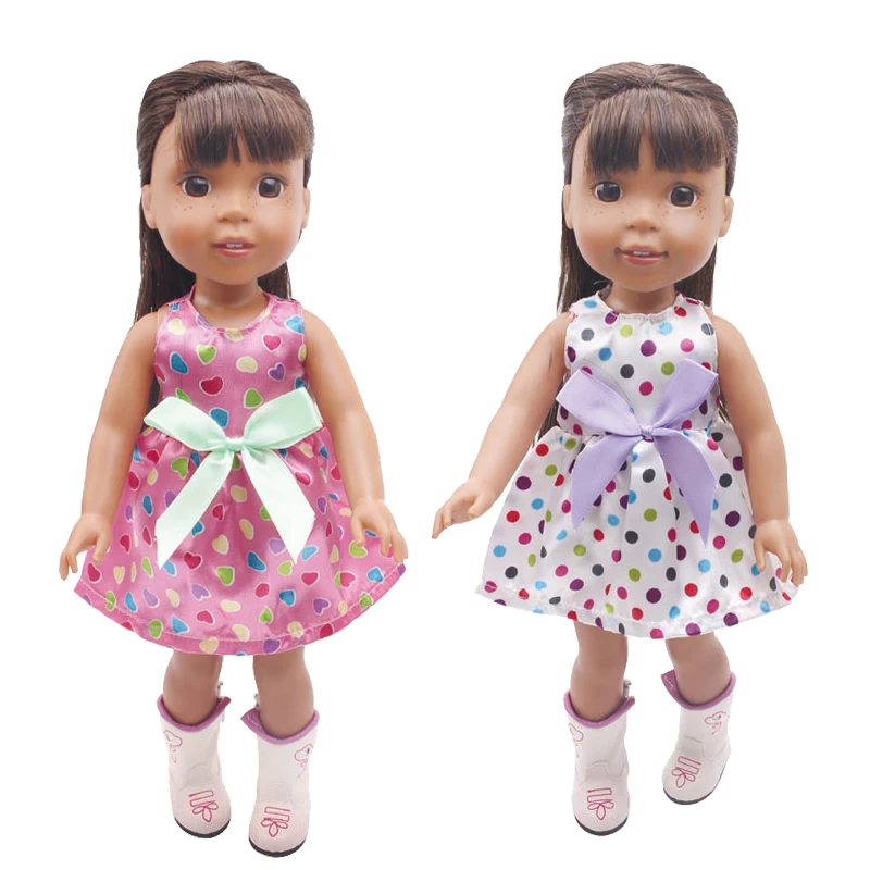 

14.5 inch Girl dolls dress Summer print bow dress American newborn clothes Baby toys gift for a child x2