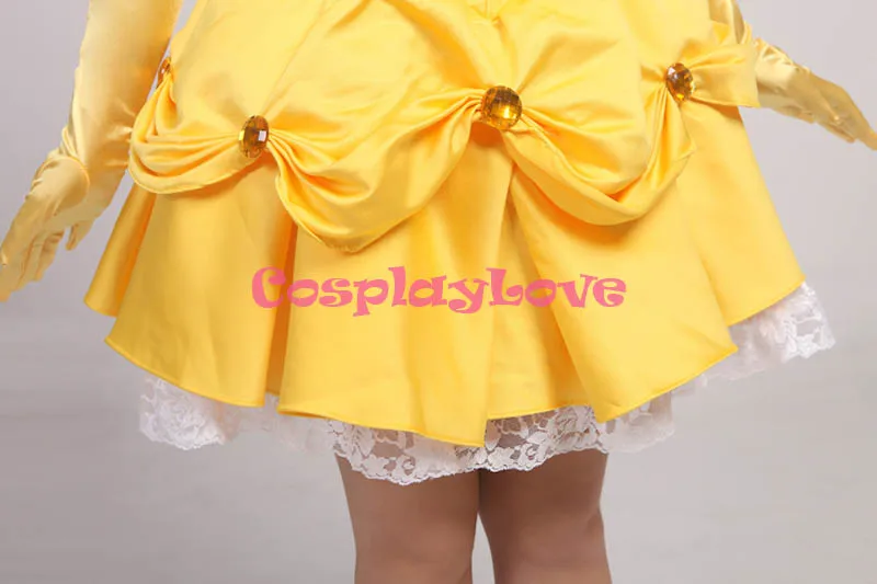 CosplayLove сделанное на заказ Красавица и чудовище Белль принцесса Желтое Короткое