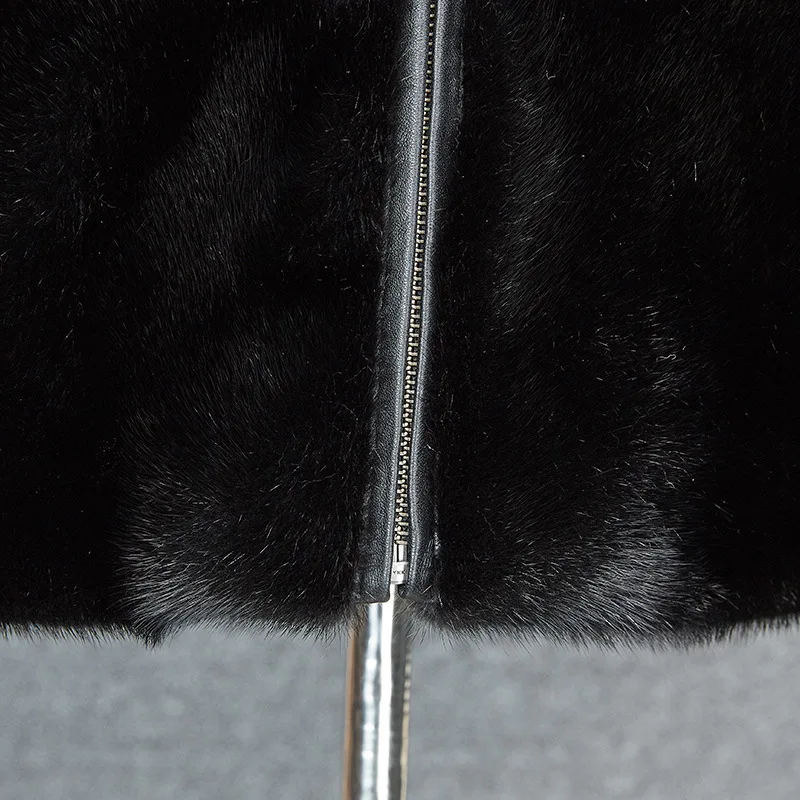 Мужская зимняя кожаная куртка на молнии кардиган норковая брендовые Молодежные