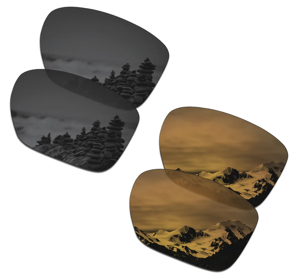 

SmartVLT 2 Pairs Polarized Sunglasses Replacement Lenses for Oakley Sliver XL Stealth Black and Bronze Gold