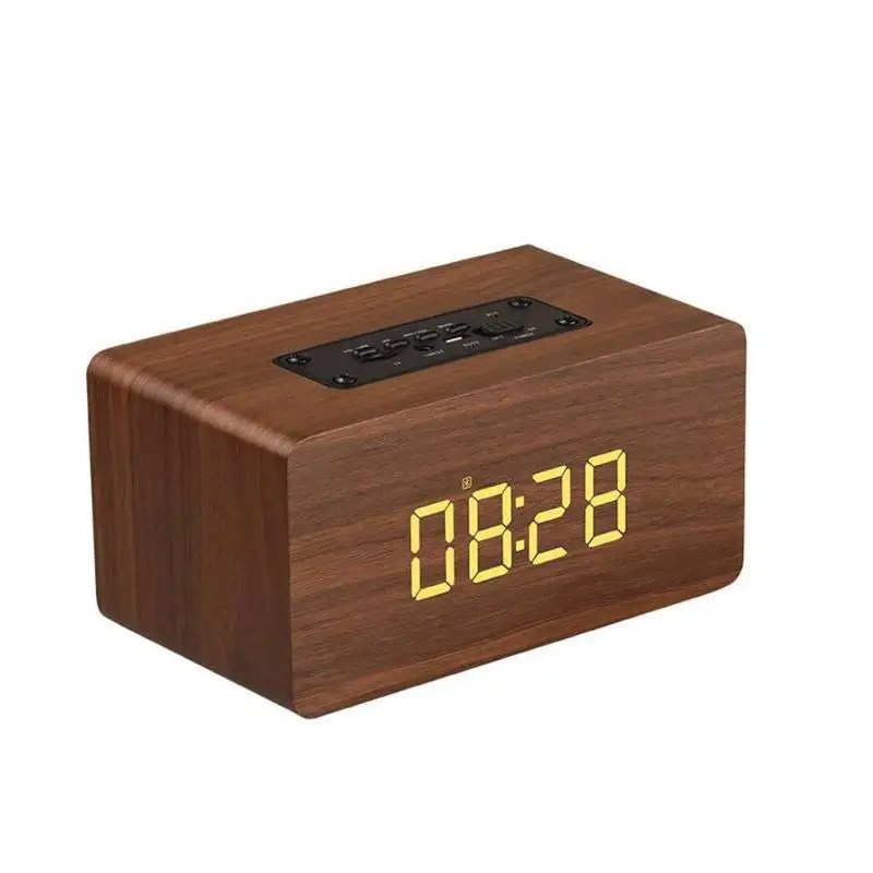 Высокое Качество Деревянный беспроводной Будильник Bluetooth динамик