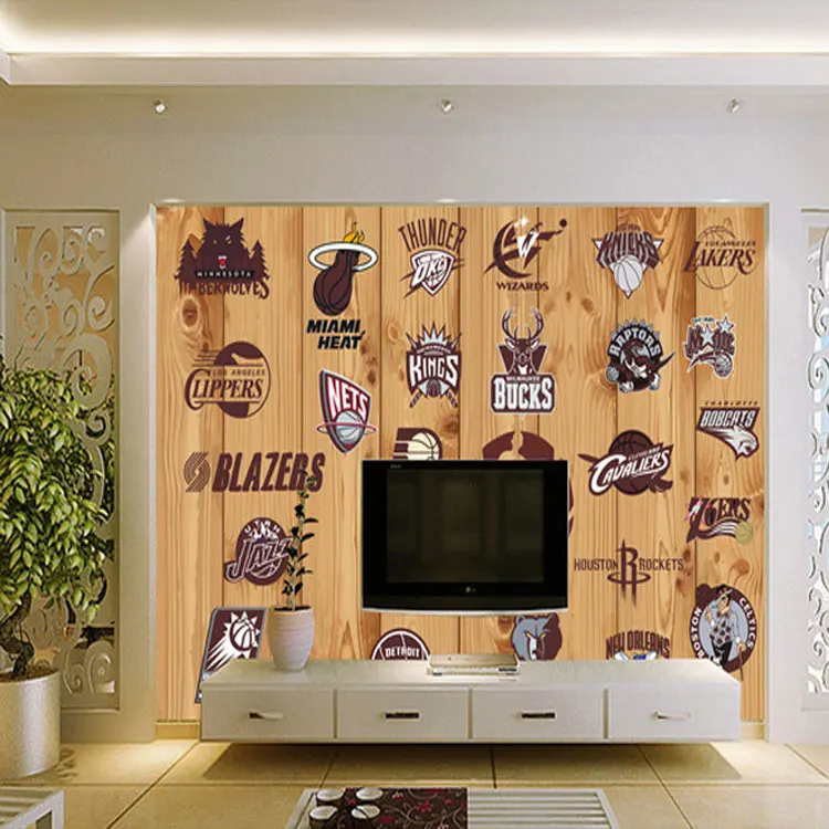 5D Papel фрески баскетбольной команды Логотип 3d стены фото Настенные обои для