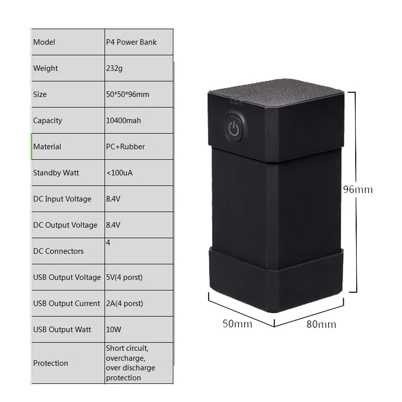 10400 мА/ч Мощность банка 8 4 V 2A Выход ток Перезаряжаемые USB DC Комплекты внешних