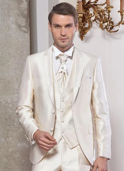 

Лидер продаж/новейший дизайн на заказ смокинг для жениха с двумя кнопками цвета слоновой кости пиковый отворот лучший мужской жених свадебные костюмы для мужчин