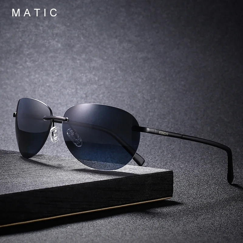MATIC Driver коричневые поляризованные солнцезащитные очки авиаторы без оправы для