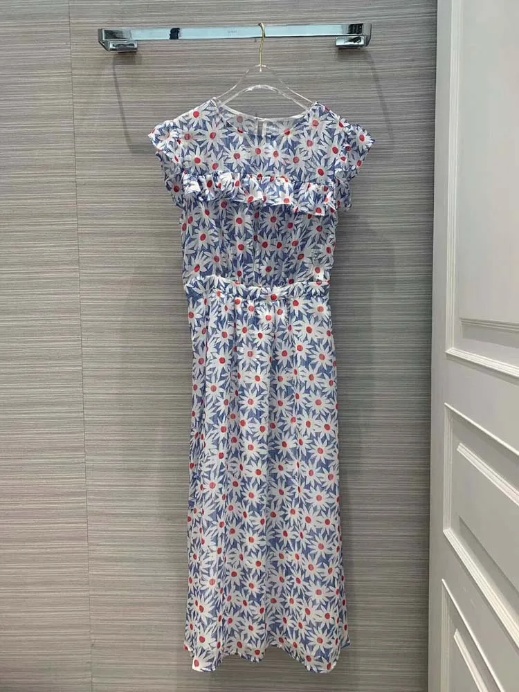 women fashion o-neck print dresses at190194