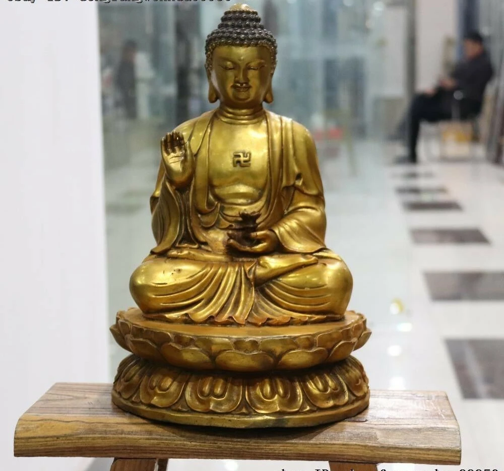 

Tibetan Temple Copper Gold Gilt Seat Shakyamuni Sakyamuni Amitabha Buddha Statue