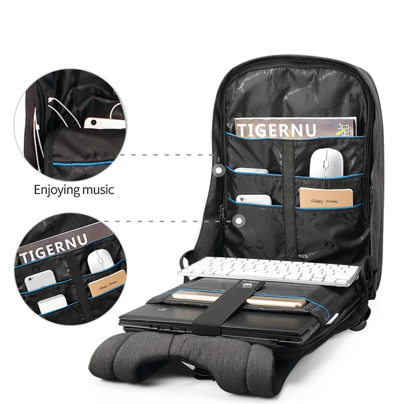 2018 Tigernu Brand Anti Theft Design мужская Рюкзак Бизнес Женщин 14 15.6 17 Дюймов Отдыха и