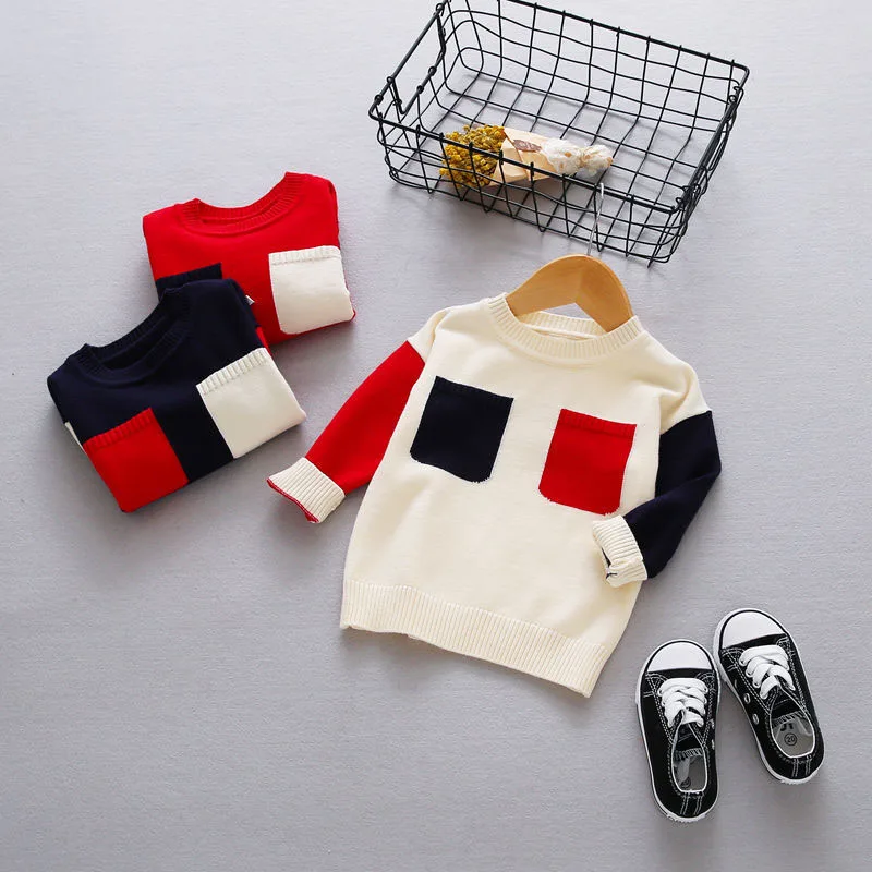 Детский свитер Новинка 2017 года Демисезонный детская одежда с круглым вырезом