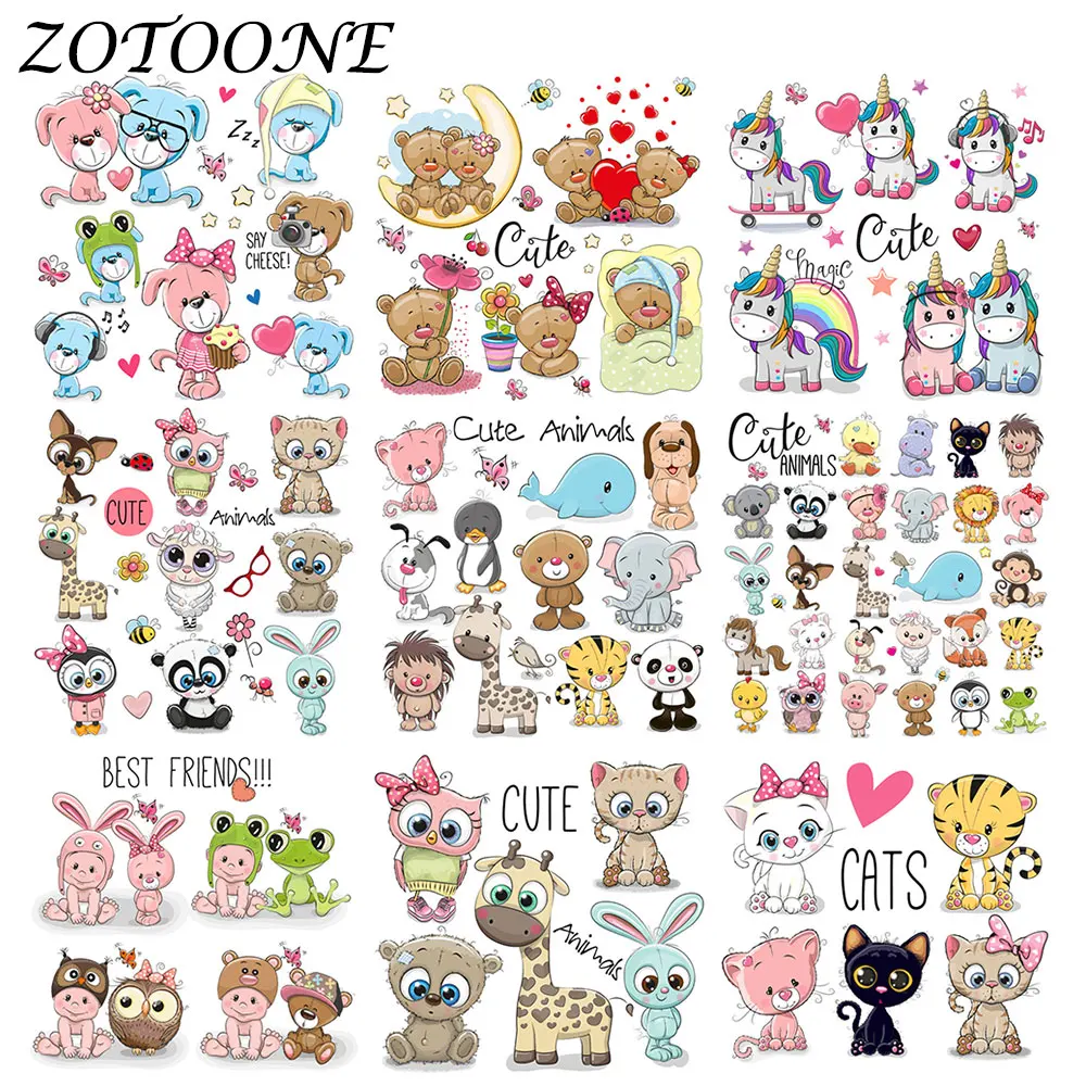 ZOTOONE милые животные, комбинация, единорог, железные нашивки для одежды, термо-Стикеры для одежды, аппликация в виде сердца, детская одежда