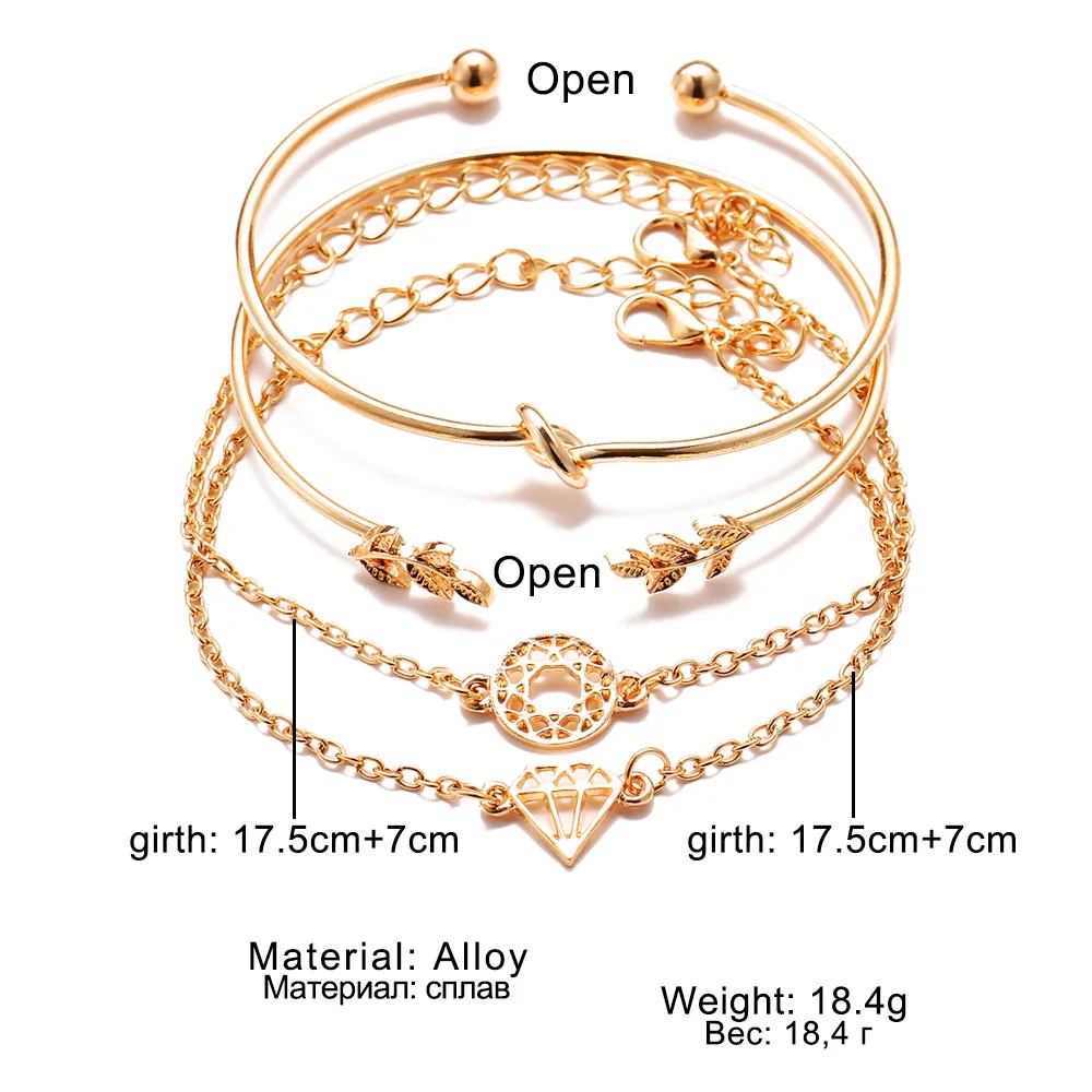Женские винтажные браслеты XZP регулируемые золотого цвета в форме сердца и