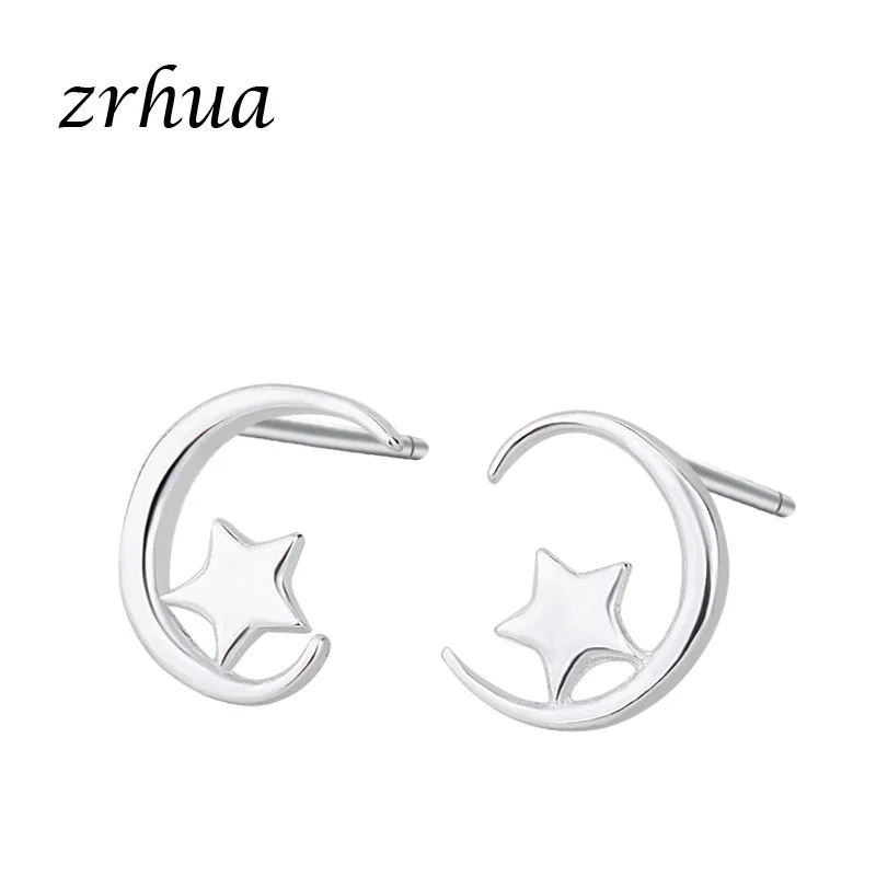 ZRHUA, новинка 925, серебряные милые элегантные серьги-гвоздики для женщин и девушек, маленькие подарки, горячая Распродажа, 925, ювелирное изделие с штампом, женские серьги для вечеринки