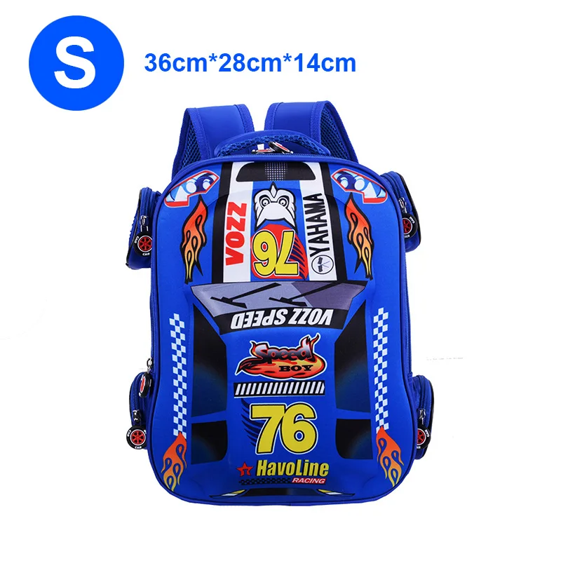 Blue Small Size Мультфильм 76 автомобиль мальчик девочка дети наклейки для детского сада, комнаты школьная сумка-рюкзак Школьная Сумка подростковая Холст Дети Студенческие рюкзаки - Цвет: Blue Small Size
