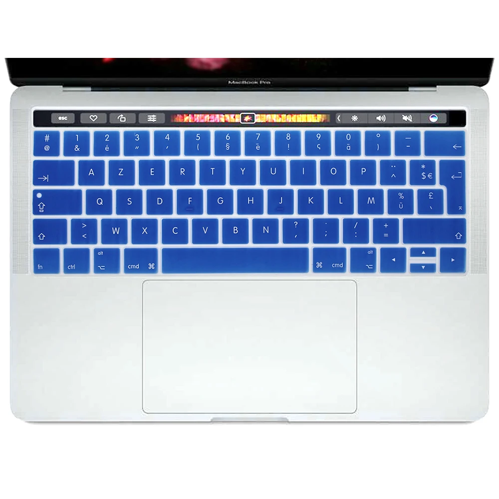 ЕС французский язык AZERTY силиконовый чехол для клавиатуры для Macbook Pro retina 13 15 TOUCHBAR моделей A1706 A1707