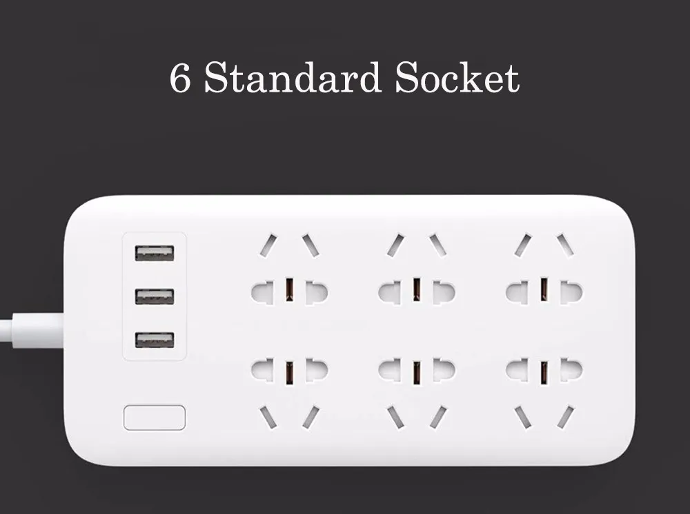 Oringinal Xiaomi MiJia power Strip 2A Быстрая зарядка 3 USB удлинитель 6 Стандартный гнездовой адаптер многофункциональные розетки