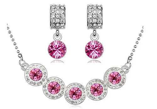 birthday gift fashion Jewelry set round rainbow brand design top quality AAAA+ Zircon rhinestones Necklace Earring | Украшения и