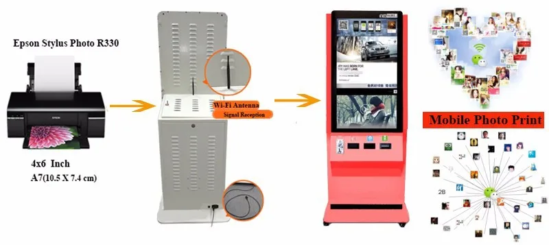 Цена по прейскуранту завода android сеть wifi 3g 42 дюймов/47 дюймов ЖК Wechat фотопечать торговый автомат/открытая фотобудка/принтер киоск