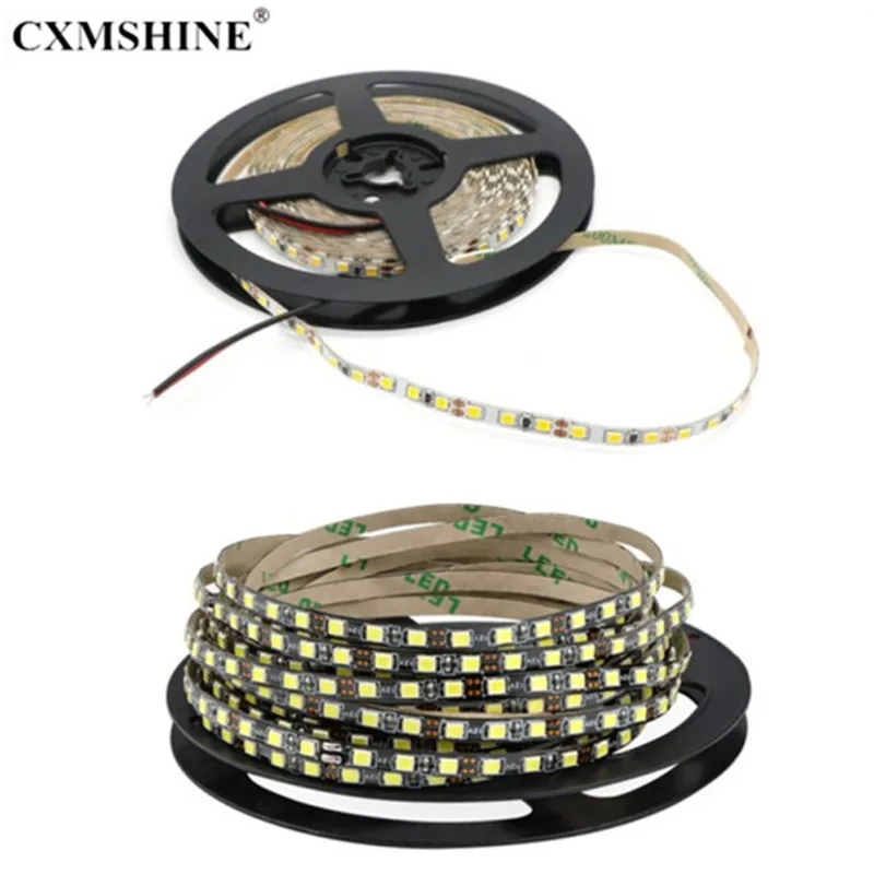 Узкий светодиодный светильник 5 мм 2835 SMD гибкая лента Белый/Черный PCB 120