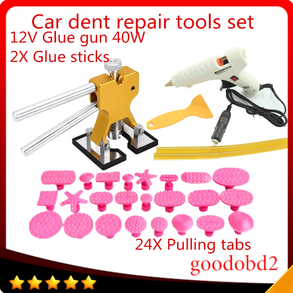 

Автомобильный инструмент вмятин инструмент для ремонта автомобиля вмятин Набор инструментов Набор 24x Инструмент для извлечения клея + 12 В 40 Вт клеевой пистолет