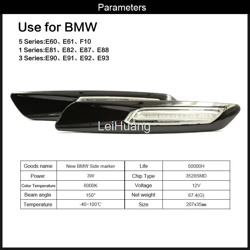Для BMW E81 82 87 88 E90 91 92 93 E60 61 автомобильный Рулевой свет крыло боковые огни маркер