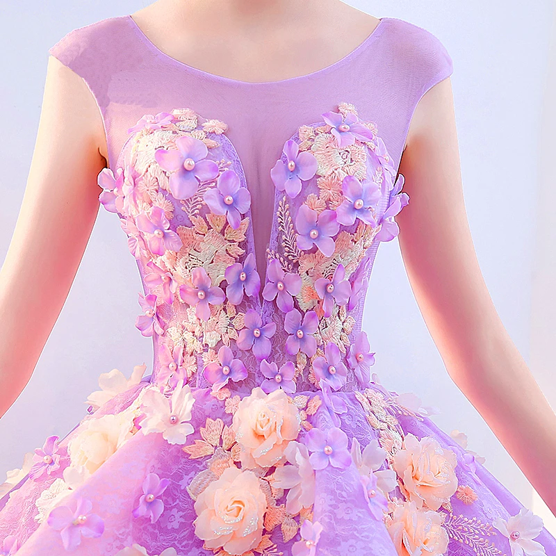 Custom Made Sweetheart Tulle Floor Length Beads Sequins Ball Gown Romantic Purple Quinceanera Dress Prom Robe de | Свадьбы и