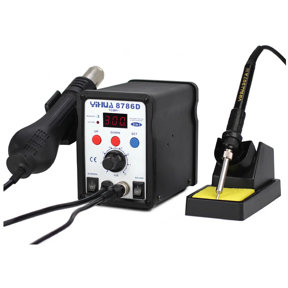 YIHUA 8786D паяльная станция с цифровым дисплеем SMD горячим воздухом 2 в 1|Термофены| |