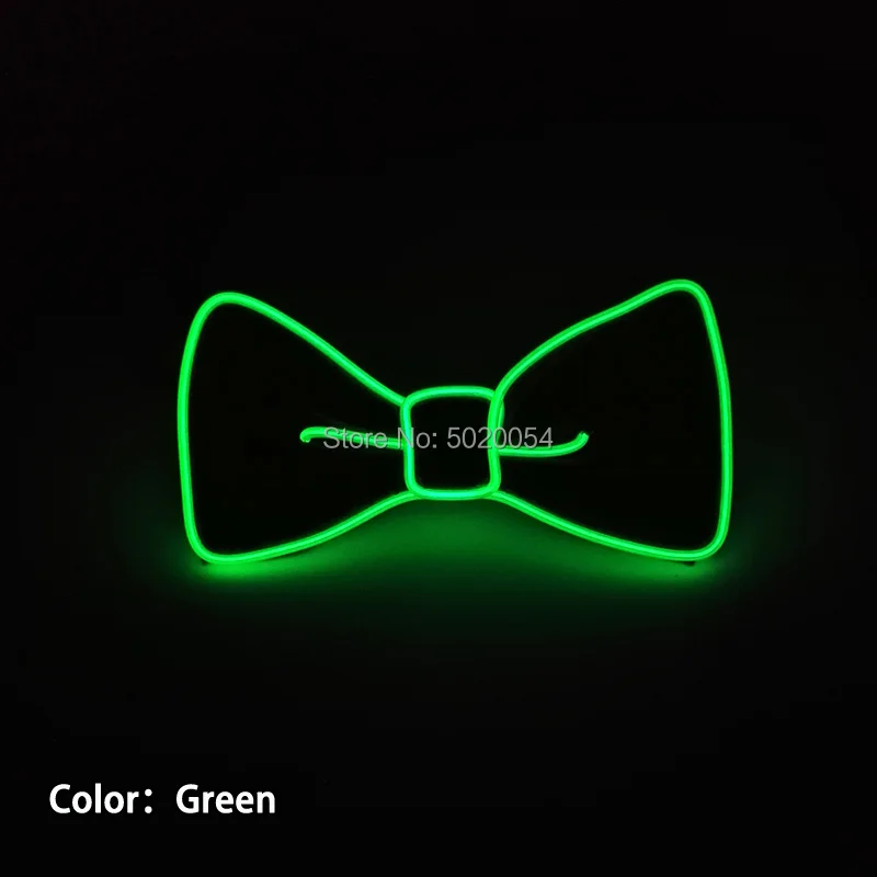 Design-A Green GZYUCHAO EL мужской подарок EL Wire черные галстуки Свадебный декор неоновый светодиодный светящийся галстук-бабочка для мужчин для мальчиков - Цвет: Design-A Green