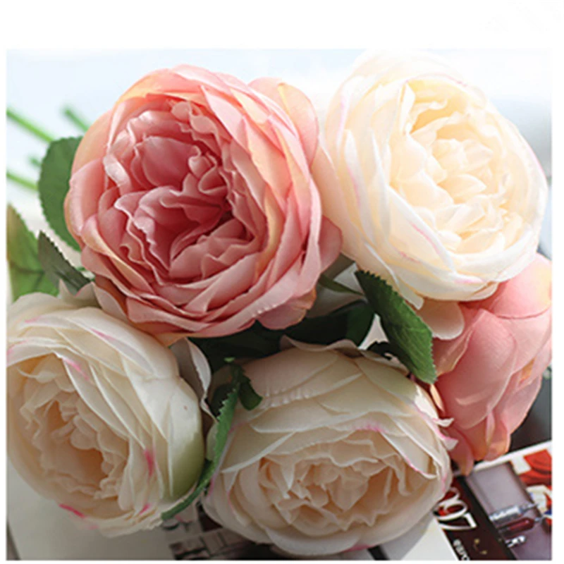 Искусственные бутоны с 5 головками искусственные розами украшения для свадьбы