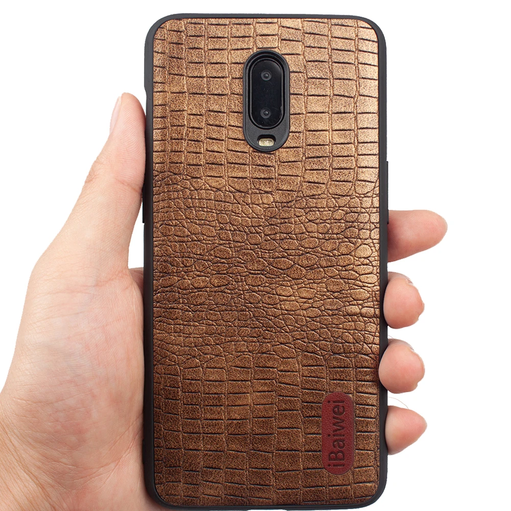 For OnePlus 6T Crocodile Texture Leather Case 1+6T PC Back Cover Shockproof Protection Shells for Fashion Phone |
