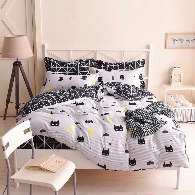 USA Europe Size Printed Bedding Sets Gray Flowers Duvet Cover Set Double Queen King 4/6pcs Soft | Дом и сад