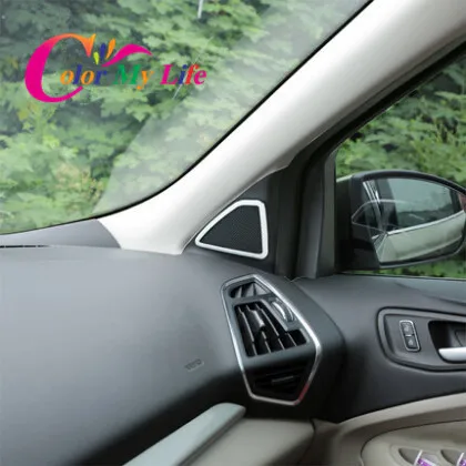 

Color My Life 2Pcs/Set Interior Car Horn Circle Chrome Trim Sticker Audio Circle Stickers for Ford KUGA Escape 2013 2014 2015