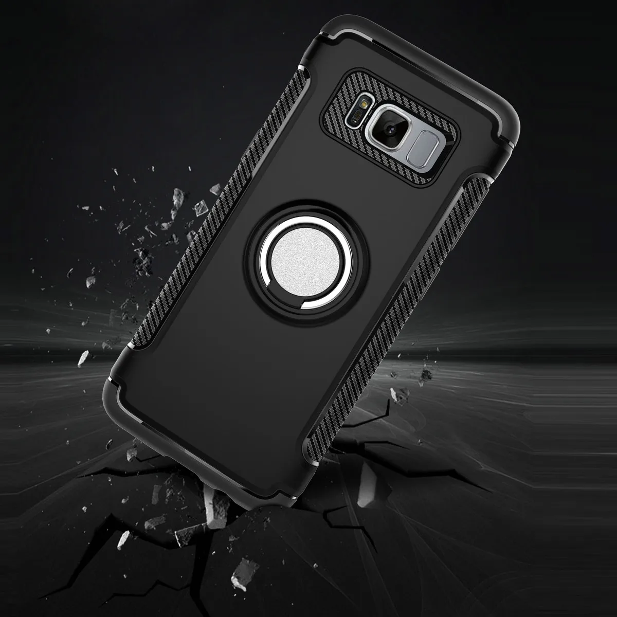 for Samsung Galaxy S8 Case Premium Hard Soft Hybrid Armor Finger Grip Ring Kickstand 5.8 inch Protection Shell Cover Bag Holder |