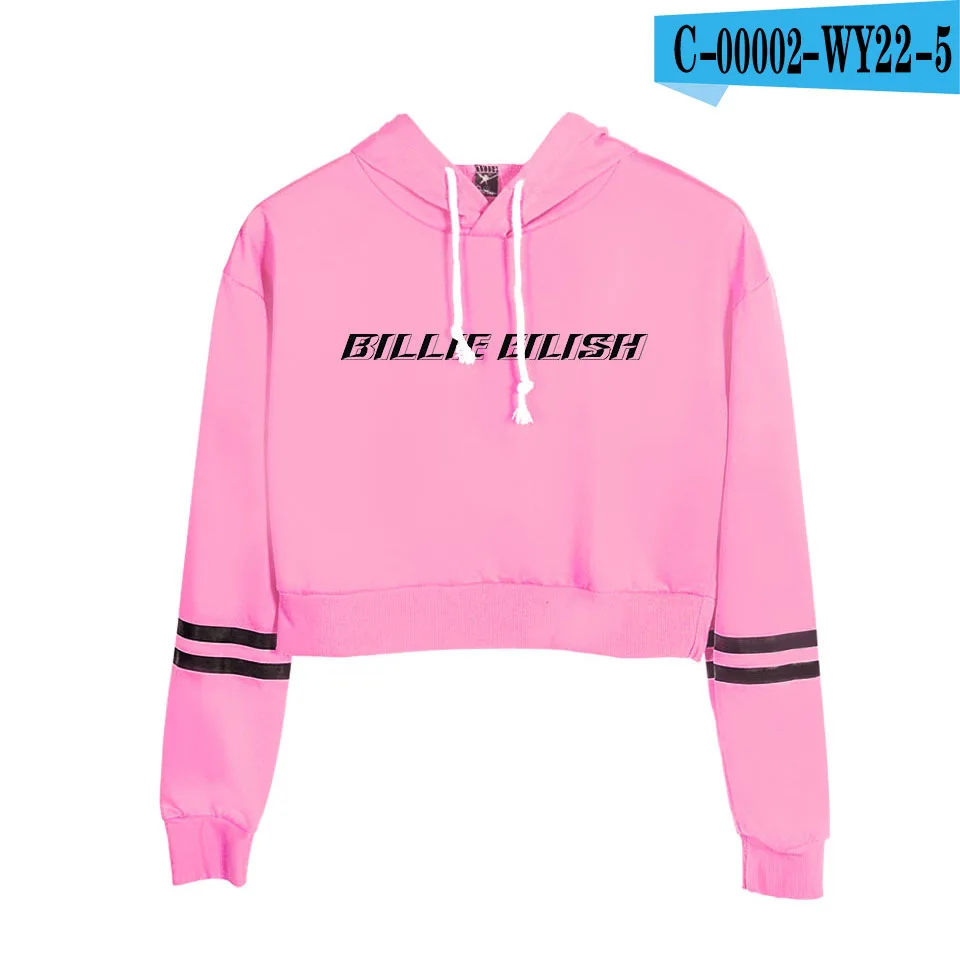 Billie Eilish, толстовки в стиле хип-хоп, женские, с капюшоном, на завязках, с длинным рукавом, укороченные свитшоты, повседневный пуловер, укороченный топ, верхняя одежда - Цвет: 033
